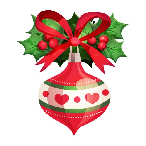 Christmas Ornament with Bow & Holly Cutout | Festive Party Decoration